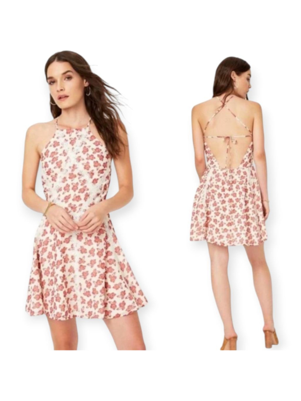 Tularosa Cream Orange Floral Lace Mini Dress Medium